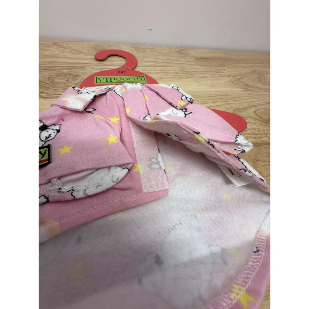 VIPoochy Dog Sweater Pajamas Coat‎ Pink Sheep With Hook &Loop Closure XXS #47